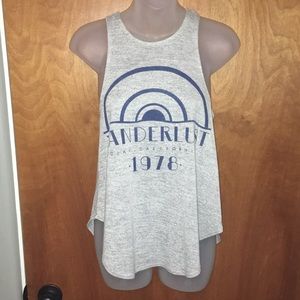 Vintage inspired Wanderlust graphic racerback tank